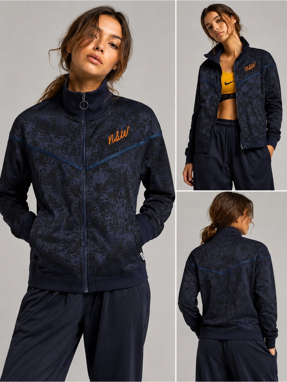 Nike Sportswear NSW Obsidian Floral Embroidered Track Jacket S 940250-475 Rare